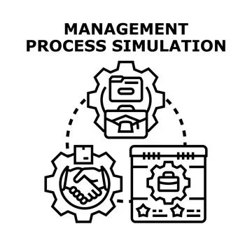 Management process simulation illustrating business workflow planning イラスト素材