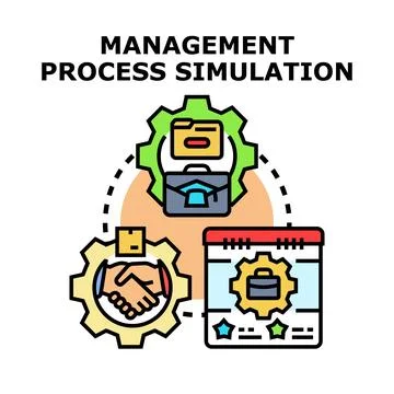 Management process simulation illustrating business workflow planning Stock Illustration
