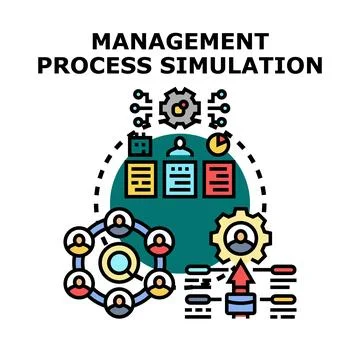 Management process simulation planning strategy and business development Stock Illustration