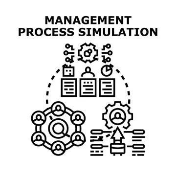 Management process simulation planning strategy and business development Stock Illustration