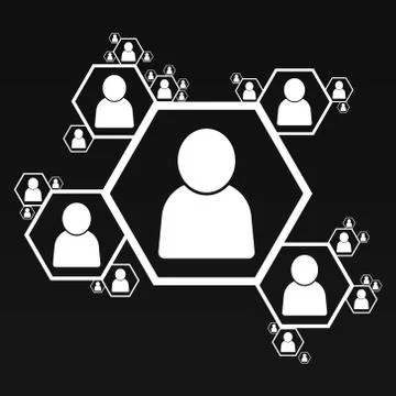 Management pyramid of hexagonal cells. Working in a team. Stock Illustration