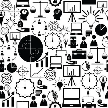 Management seamless pattern background icon. Illustrazione stock