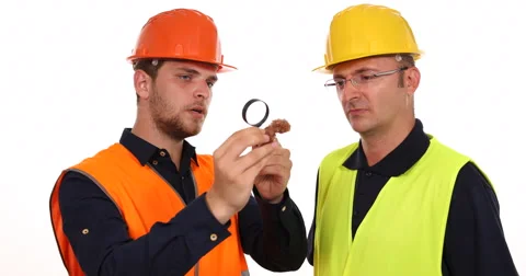 Management Security Protection Engineer Men Observing and Examining Improvement Stock Footage 67905394