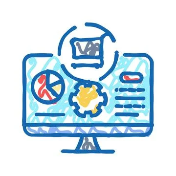 Management software technical sales engineer icon doodle illustration Illustrazione stock