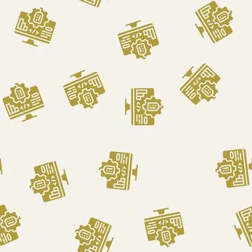 Management software technical sales engineer glyph seamless pattern Illustrazione stock