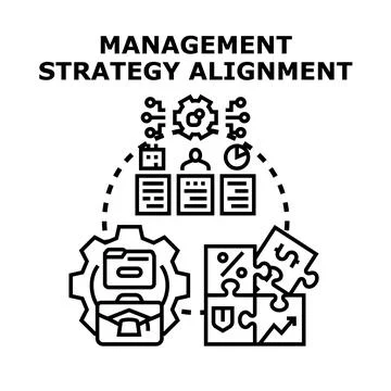 Management strategy alignment achieving business goals success Stock Illustration