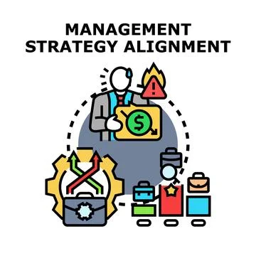 Management strategy alignment overcoming business challenges Stock Illustration