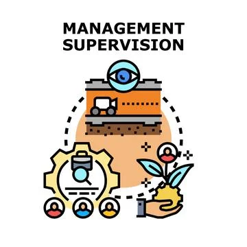 Management supervision overseeing business development and progress Stock Illustration