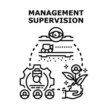 Management supervision overseeing business development and progress Stock Illustration