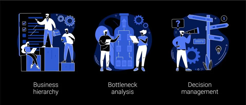 Management system abstract concept vector illustrations. Illustrazione stock