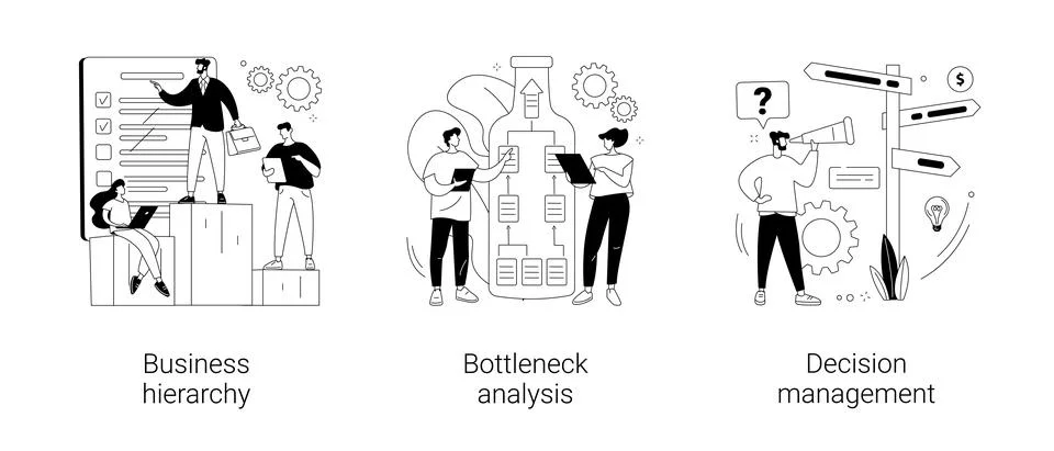 Management system abstract concept vector illustrations. Illustrazione stock