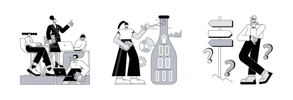 Management system abstract concept vector illustrations. Illustrazione stock