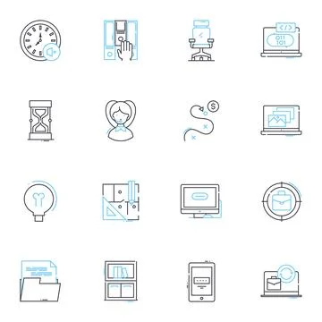 Management system linear icons set. Efficiency, Streamlined, Organization イラスト素材