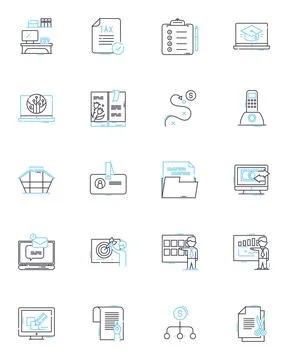 Management system linear icons set. Efficiency, Streamlined, Organization イラスト素材