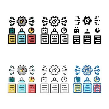 Management tasks color icon range vector Illustrazione stock