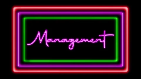 'Management' Text Animation with Neon Glow &amp; Glowing Squares. Stock Footage 282577034