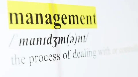 Management Text Macro Shot Highlighted in Yellow Color On Computer Screen Stock Footage 123224353