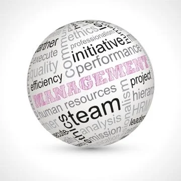 Management theme sphere with keywords Stock Illustration