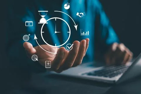 Management of time and productivity tools helps business professional workf.. Stockfoto's