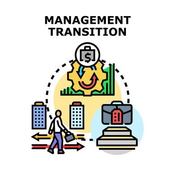 Management transition process with career development and leadership change Stock Illustration