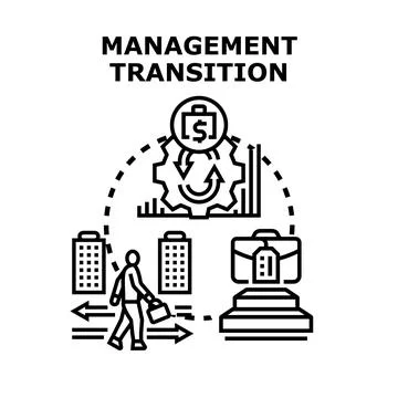 Management transition process with career development and leadership change Stock Illustration