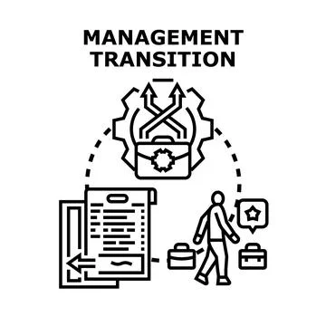 Management transition process with changing leadership roles Stock Illustration