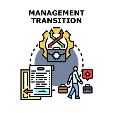 Management transition process with changing leadership roles Stock Illustration