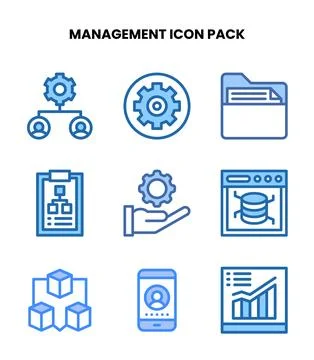 Management Two Colour Bundle Icons Pack Stock Illustration