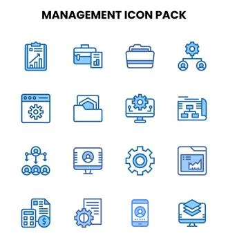 Management Two Colour Bundle Icons Pack Stock Illustration