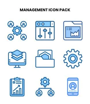 Management Two Colour Set Icons Pack Stock Illustration