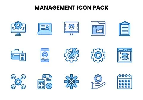 Management Two Colour Vector Icons Pack Stock Illustration