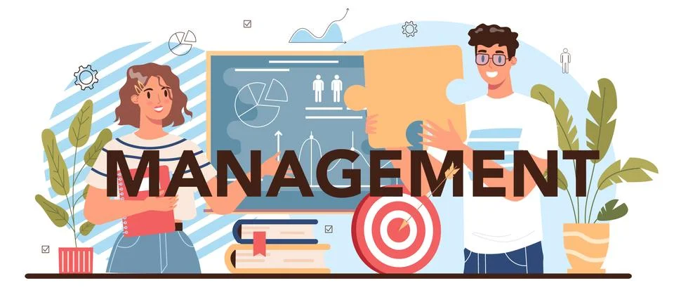 Management typographic header. Social sciences school course Illustrazione stock