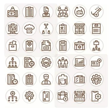 Management Vector Icon Collection featuring 36 Detail Enhanced 64x64 Bold L.. Stock Illustration