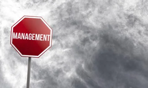 Management Visibility - red sign with clouds in background Stock Illustration