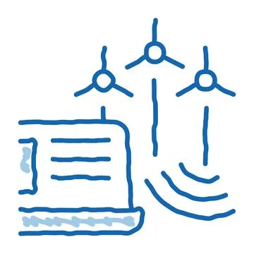 Management of wind energy technicians doodle icon hand drawn illustration Stock Illustration