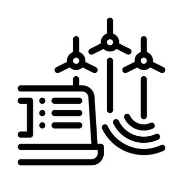 Management of wind energy technicians icon vector outline illustration Stock Illustration