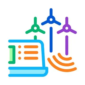 Management of wind energy technicians icon vector outline illustration Stock Illustration
