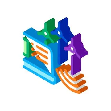 Management of wind energy technicians isometric icon vector illustration Stock Illustration