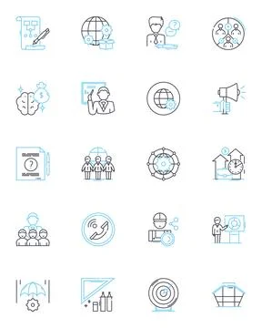 Management Wizard linear icons set. Expert, Efficient, Organized, Proactive Stock Illustration