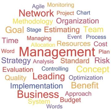 Management A word cloud of project management related items, vector. Copyr... Fotos de archivo