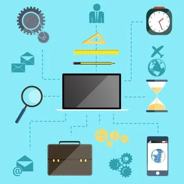 Management work process icon set Illustrazione stock