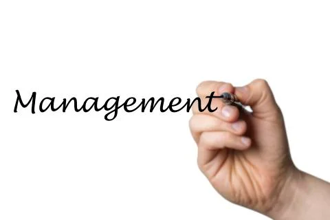 Management written by a hand Stock Photos