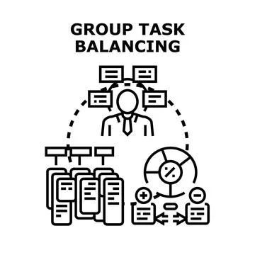 Manager allocating tasks and balancing workload concept Ilustración de archivo