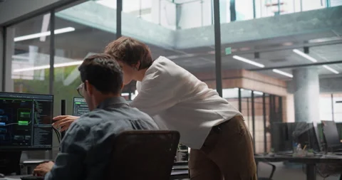 Manager and Developer Working on Computer in Office Video stock 321012001