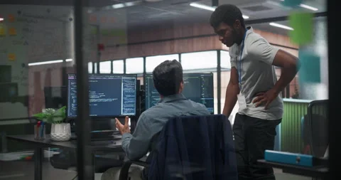 Manager and Developer Working on Computer in Office Stock Footage 321014411