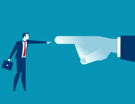 Manager big finger pointing at the small businessman. Concept business office Stock Illustration