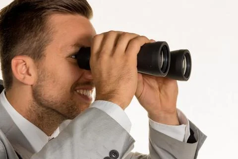 Manager with binoculars Stock Photos