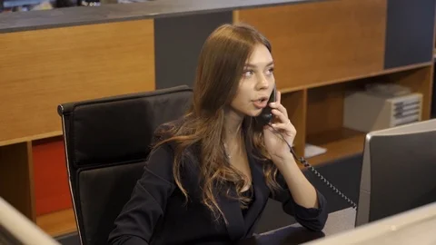 Manager is calling superiors using phone Stock Footage 89138305