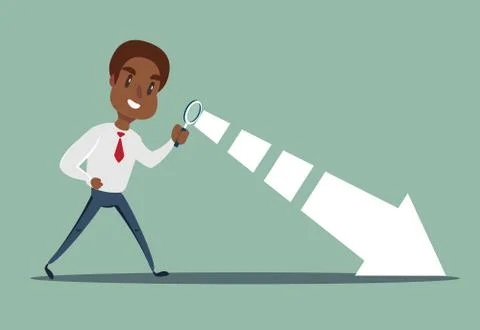 Manager character looking through a magnifying glass. Stock Illustration