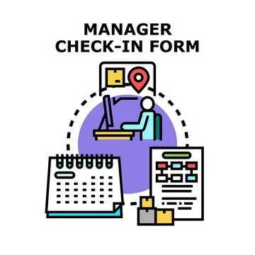 Manager check in form concept for business management Stock-Illustration
